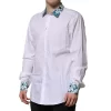 White Majolica Detailing GOLD Dress Shirt - Image 4