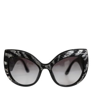 Black Silver Sequin Oversized Butterfly DG4326 Sunglasses