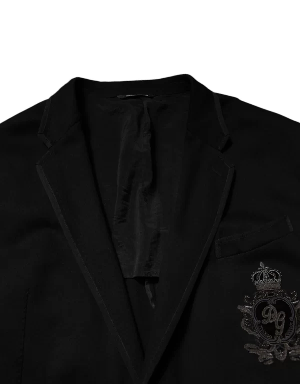 Black Viscose DG Crown Blazer Coat Jacket - Image 5