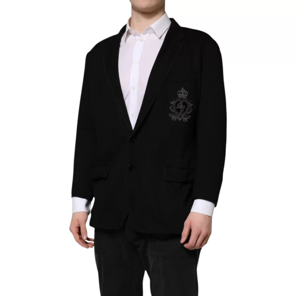 Black Viscose DG Crown Blazer Coat Jacket - Image 3