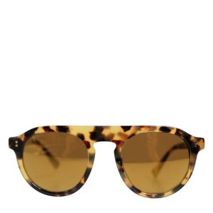 Brown Acetate Round Leopard Print Eyewear Sunglasses