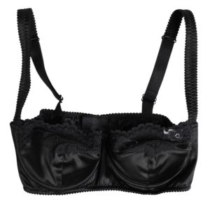 Black Silk Underwired Balconette Bra Underwear