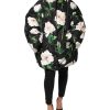 Black Floral Print Puffer Quilted Jacket - Image 2
