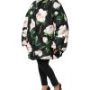 Black Floral Print Puffer Quilted Jacket - Image 3