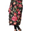 Black Floral Print Puffer Long Coat Jacket - Image 3