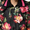 Black Floral Print Puffer Long Coat Jacket - Image 5