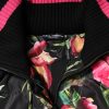 Black Floral Print Puffer Long Coat Jacket - Image 8