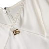 White DG Logo Full Slip Silk Dress Sleepwear - Image 8