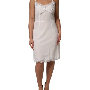 White Lace Gold DG Logo Silk Dress Sleepwear