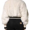 White Cropped Faux Fur DG Sweatshirt Sweater - Image 4