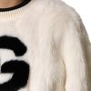 White Cropped Faux Fur DG Sweatshirt Sweater - Image 6