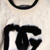 White Cropped Faux Fur DG Sweatshirt Sweater - Image 7