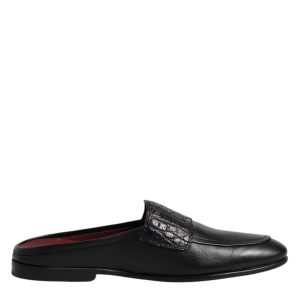 Black Calfskin Leather Slip On Loafers Shoes