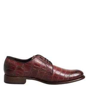 Burgundy Leather Lace Up Derby Dress Shoes