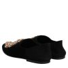 Black Velvet Embellished Loafer Slip On Shoes - Image 5