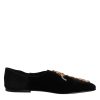 Black Velvet Embellished Loafer Slip On Shoes - Image 7