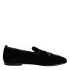 Black Velvet Embellished Loafer Slip On Shoes - Image 7