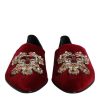 Black Red Velvet Embellished Slip On Shoes - Image 2