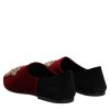 Black Red Velvet Embellished Slip On Shoes - Image 5