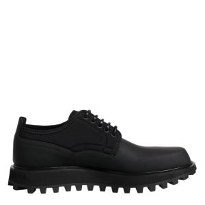 Black Leather Lace Up Trekking Dress Shoes