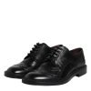 Black Calf Leather Derby Formal Dress Shoes - Image 4