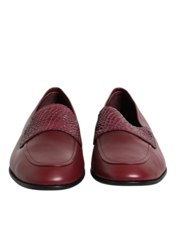 Burgundy Calfskin Leather Formal Slip On Shoes - Image 2