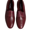 Burgundy Calfskin Leather Formal Slip On Shoes - Image 3