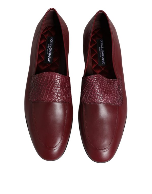 Burgundy Calfskin Leather Formal Slip On Shoes - Image 3
