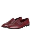 Burgundy Calfskin Leather Formal Slip On Shoes - Image 4