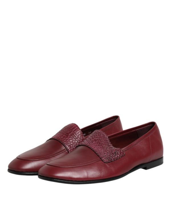 Burgundy Calfskin Leather Formal Slip On Shoes - Image 4
