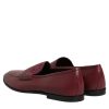 Burgundy Calfskin Leather Formal Slip On Shoes - Image 5