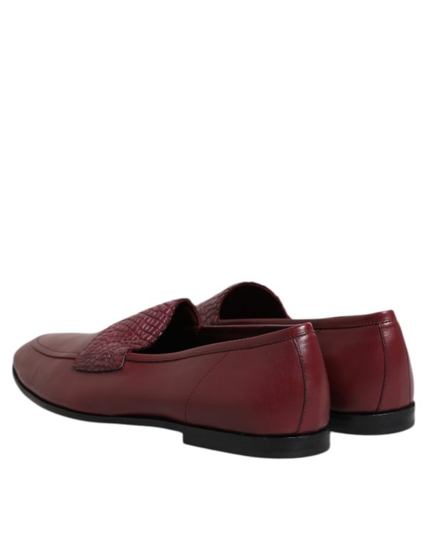 Burgundy Calfskin Leather Formal Slip On Shoes - Image 5