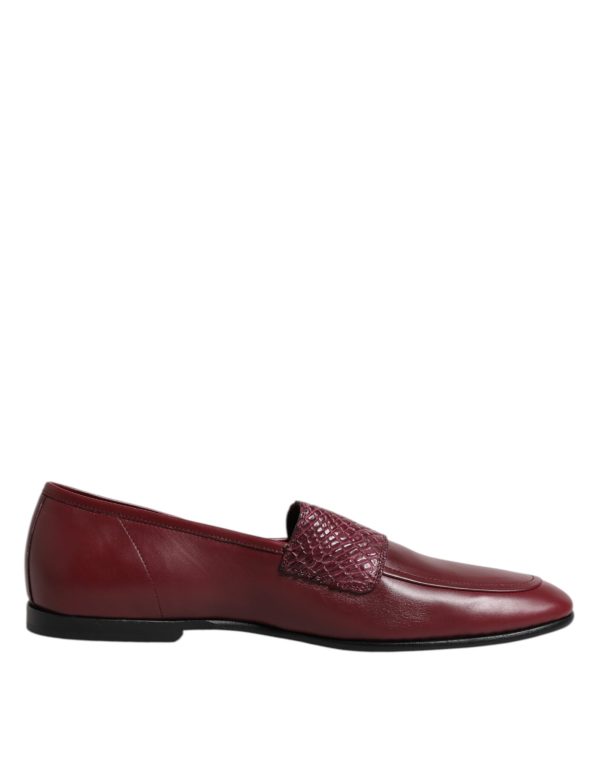 Burgundy Calfskin Leather Formal Slip On Shoes - Image 7