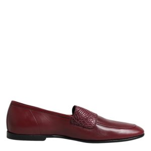 Burgundy Calfskin Leather Formal Slip On Shoes