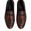 Black Jacquard Polyester Slip On Loafers Shoes - Image 3