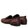 Black Jacquard Polyester Slip On Loafers Shoes - Image 5