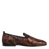 Black Jacquard Polyester Slip On Loafers Shoes - Image 7