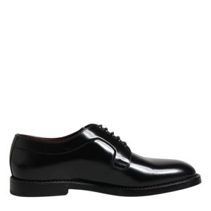 Black Calf Leather Lace Up Dress Derby Shoes