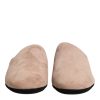 Beige Capra Suede Slides Flat Slipper Shoes - Image 2