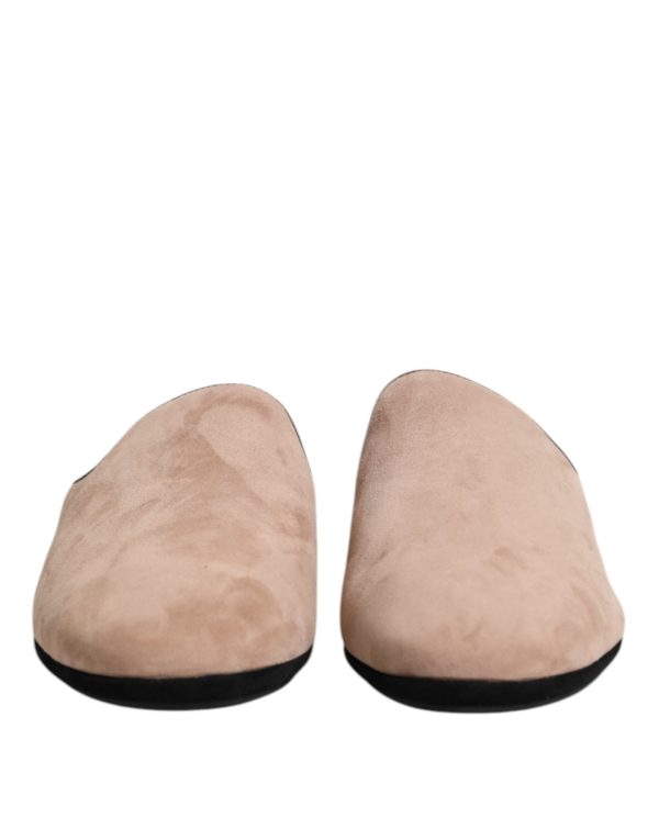 Beige Capra Suede Slides Flat Slipper Shoes - Image 2