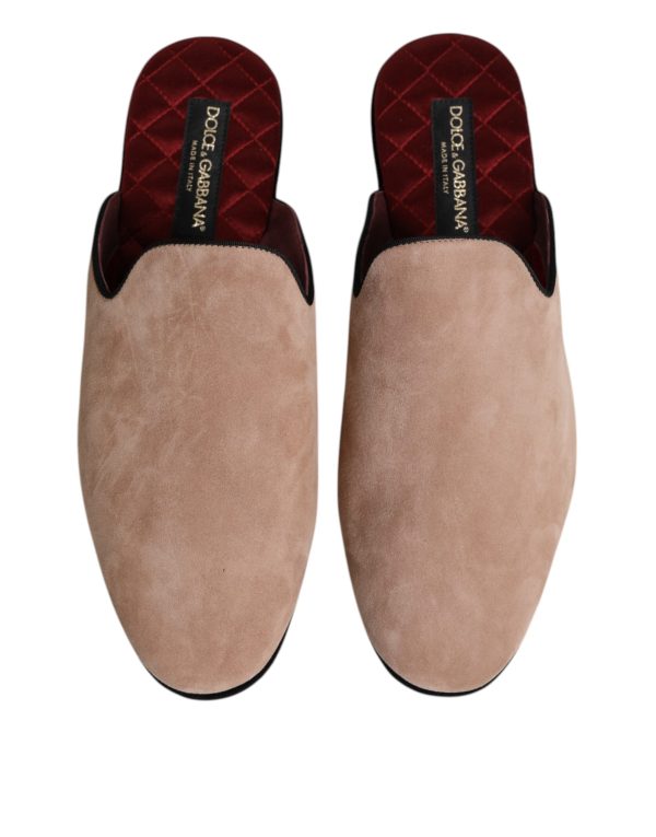Beige Capra Suede Slides Flat Slipper Shoes - Image 3