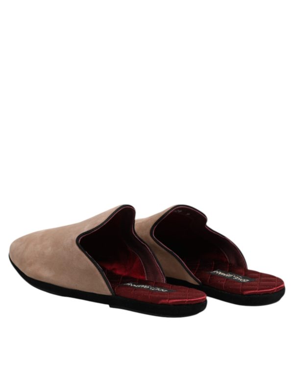 Beige Capra Suede Slides Flat Slipper Shoes - Image 5