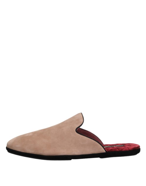 Beige Capra Suede Slides Flat Slipper Shoes - Image 6
