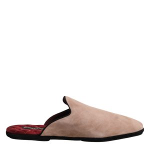 Beige Capra Suede Slides Flat Slipper Shoes