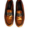 Orange Sequin Embellished Men Loafers Shoes - Image 3