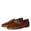 Orange Sequin Embellished Men Loafers Shoes - Image 4