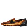 Orange Sequin Embellished Men Loafers Shoes - Image 6