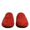 Orange Suede Slides Flat Slipper Shoes - Image 2