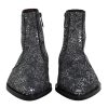 Dark Gray Cotton Sequined Chelsea Boots Shoes - Image 2