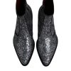 Dark Gray Cotton Sequined Chelsea Boots Shoes - Image 3